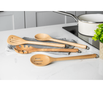 4 keittiön keittiövälineiden sarja Kitchen Aid koivupuinen keittiövälineet 2