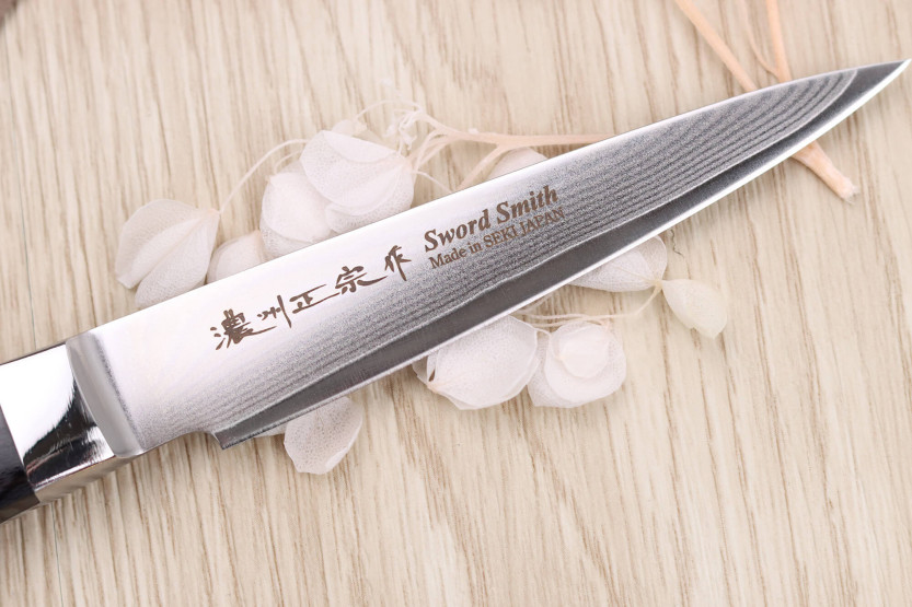 Faca de aparar japonesa de 9 cm Satake Noshu Masamune Saku damasco 69 camadas