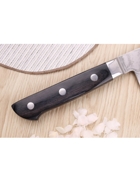 coltello santoku giapponese da 18 cm Satake Noshu Masamune Saku in damasco, 69 strati