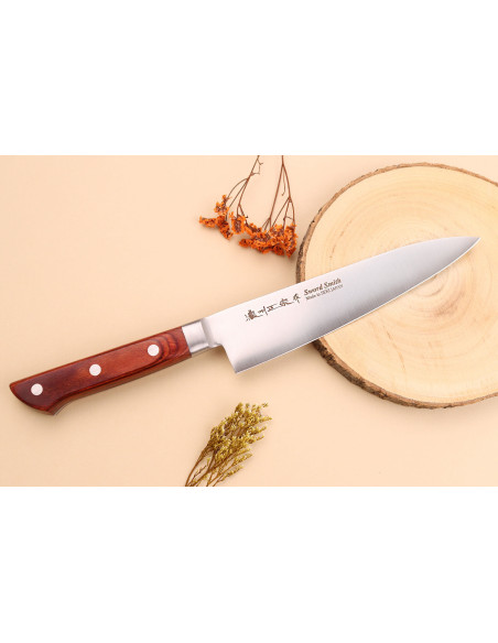Faca de chef japonesa Pakkawood 18cm castanha