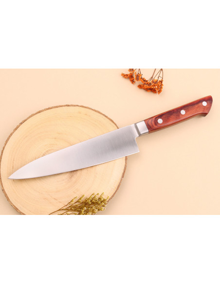 Coltello da chef giapponese Pakkawood Brown 18cm