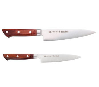 Conjunto de 2 facas japonesas Satake Brown Pakkawood Chef + Legumes