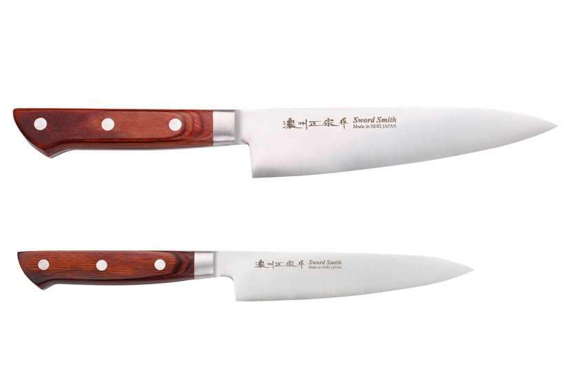 Æskesæt med 2 Satake Brown Pakkawood japanske knive Chef + Paring