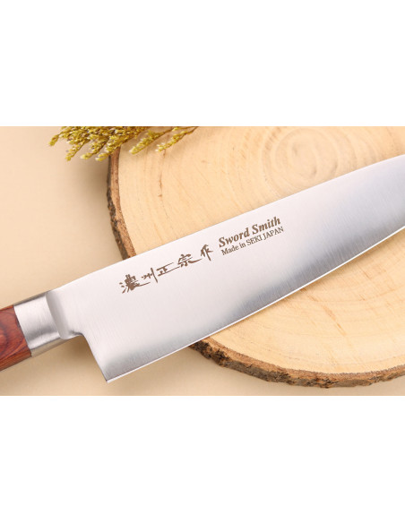 Bokssett med 2 Satake Brown Pakkawood japanske kniver Chef + Paring