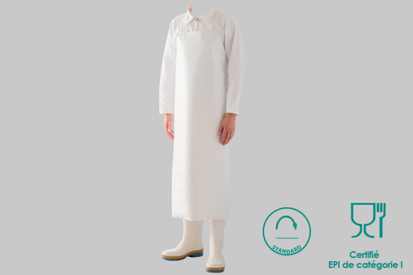 Delantal profesional Manulatex Delta 50 100x115cm blanco con ojales termosoldados