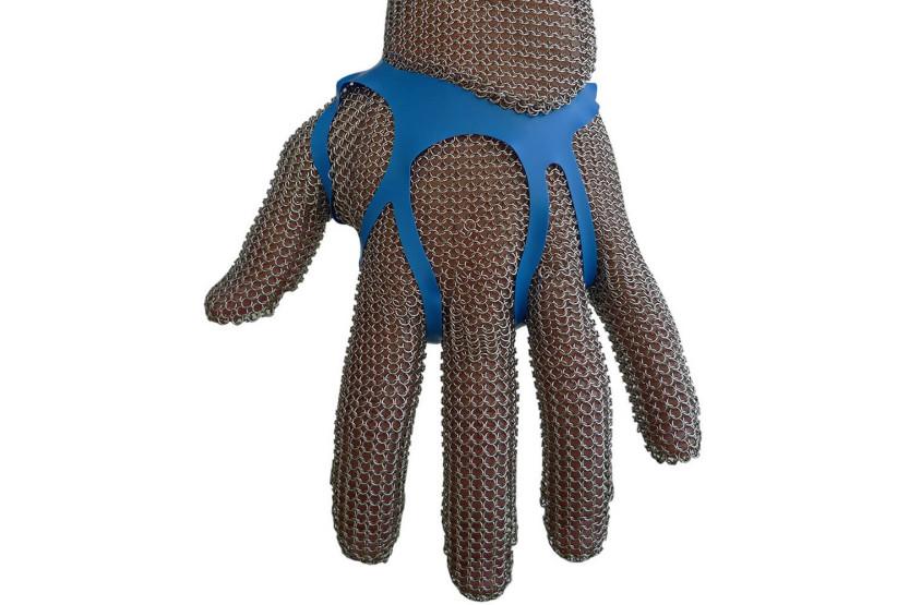 Set om 100 st Manulatex blå polyuretan chainmail handskhållare - Storlek M