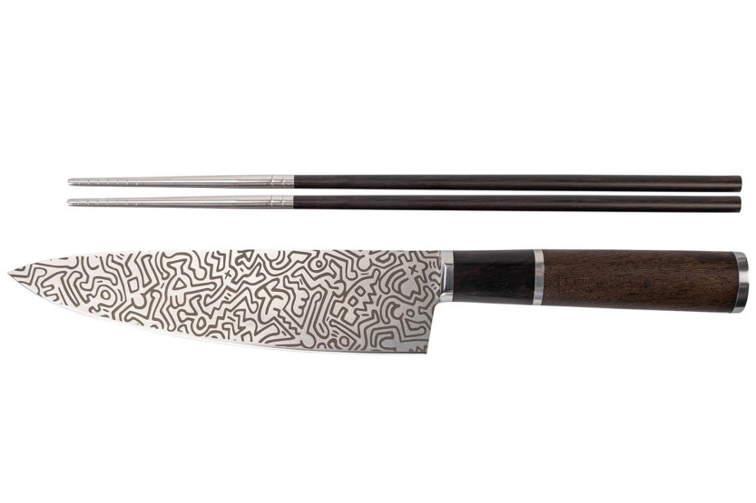 Set de cuchillo de chef Keith Haring de 21 cm y palillos Saibashi de 30 cm de Homey's