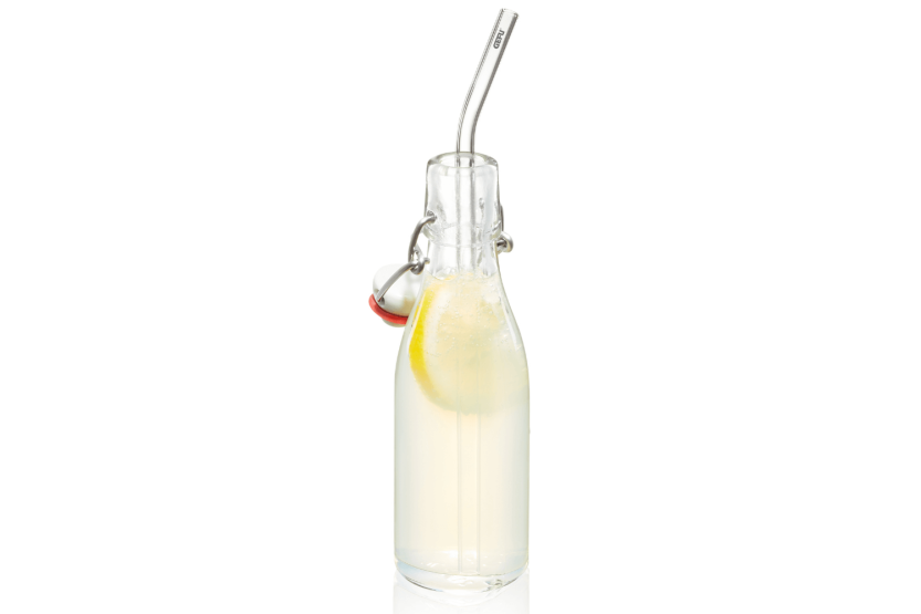 Set van 4 Gefu Future gebogen rietjes in helder glas 23cm + borstel