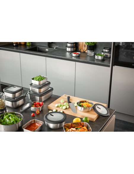 Gefu Provido 500ml lata de armazenamento redonda em aço inoxidável