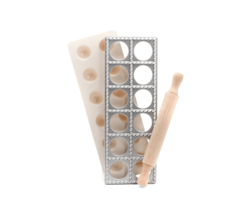 Tabla rectangular para raviolis de polímero Gefu Tasca con rodillo de madera