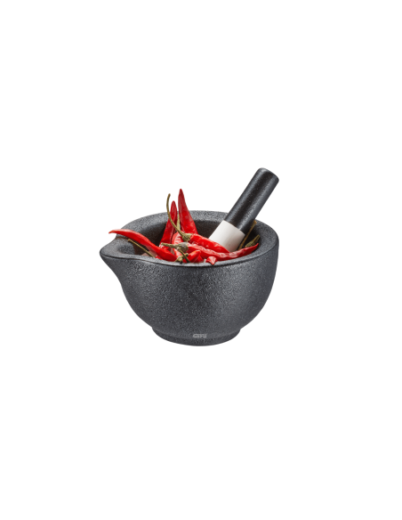 Almofariz e pilão de porcelana artesanal Gefu Grino diâmetro 10,2 cm