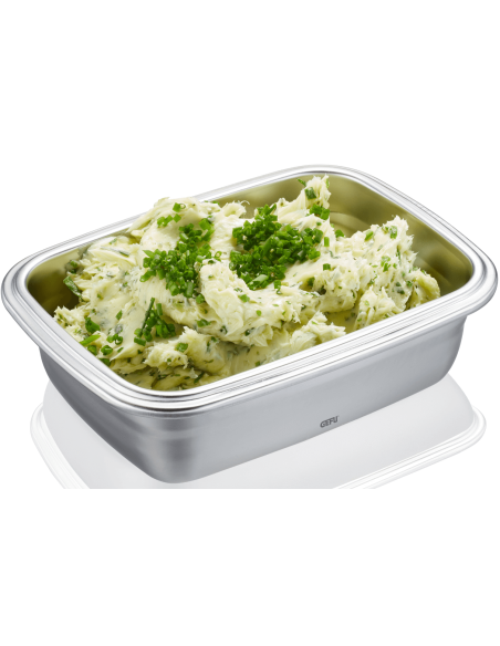3 Gefu Preppo ruostumattomasta teräksestä / polymeeristä / silikonista valmistettujen kylmälaatikoiden sarja.