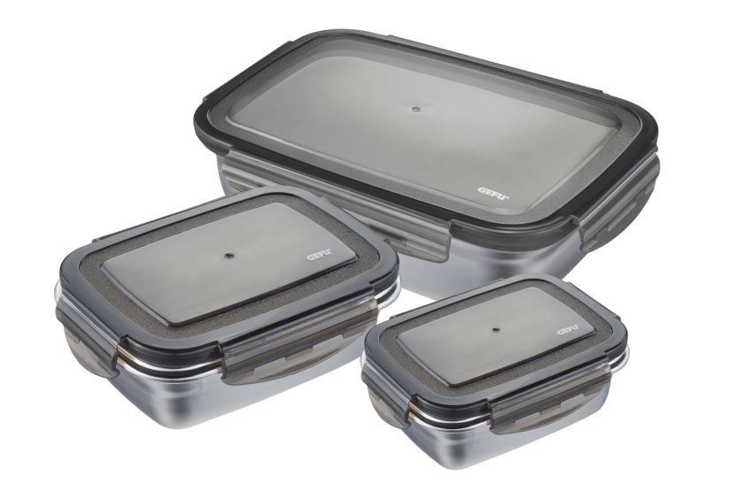 Set di 3 box frigo Gefu Preppo in acciaio inox / polimero / silicone