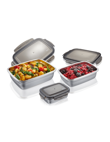 Set di 3 box frigo Gefu Preppo in acciaio inox / polimero / silicone