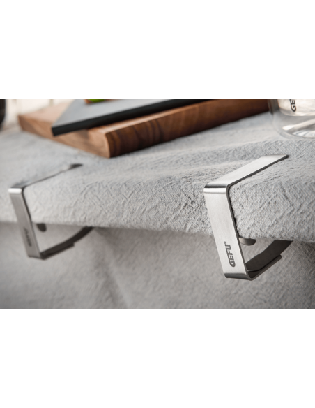Conjunto de 4 pinças de aço inoxidável Gefu para toalhas de mesa