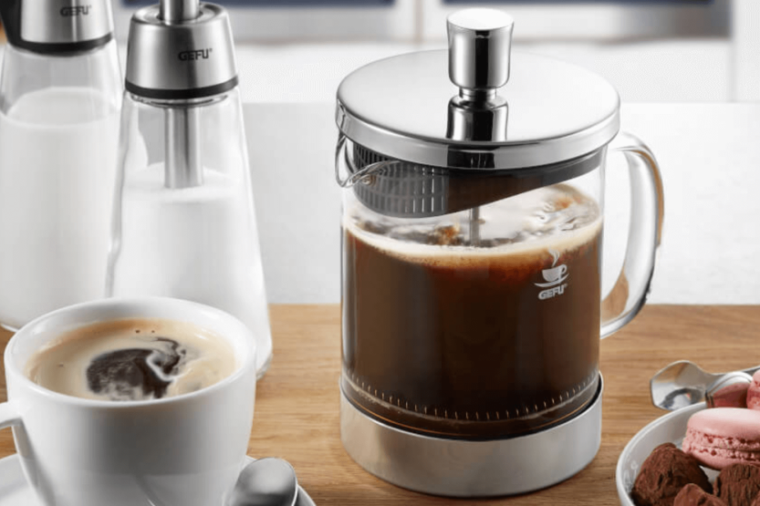 Gefu Diego Kolbenkaffeemaschine aus Edelstahl und Borosilikatglas 600ml