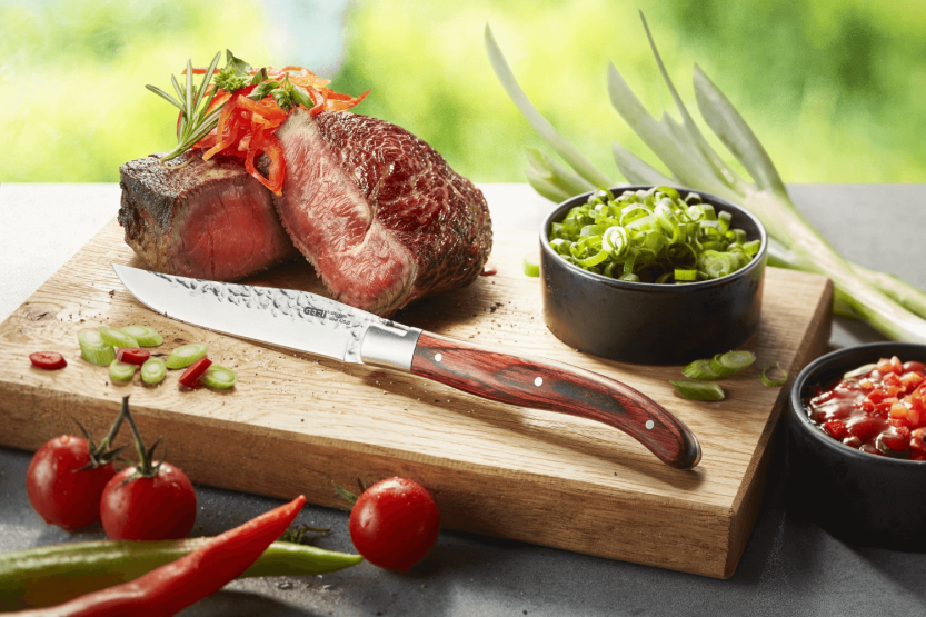 Sæt med 6 Gefu Rancho steakknive med hamret smedet stålblad