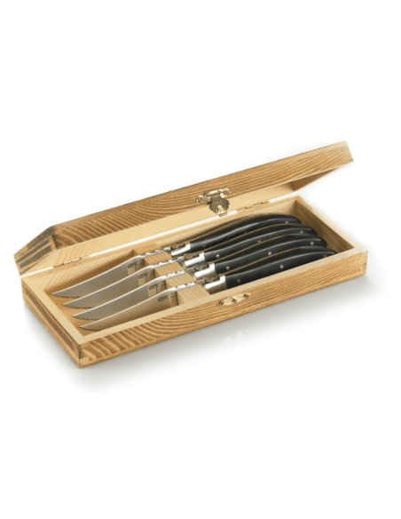 Set of 4 Gefu Basco steak knives with micro-serrated blade in Japanese steel