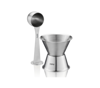 Gefu Conscio coffee funnel and measuring cup in 18/8 stainless steel