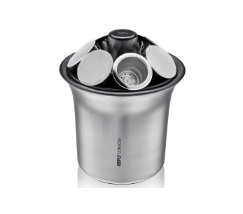 Gefu Conscio coffee grounds collector in stainless steel / ABS / Silicone