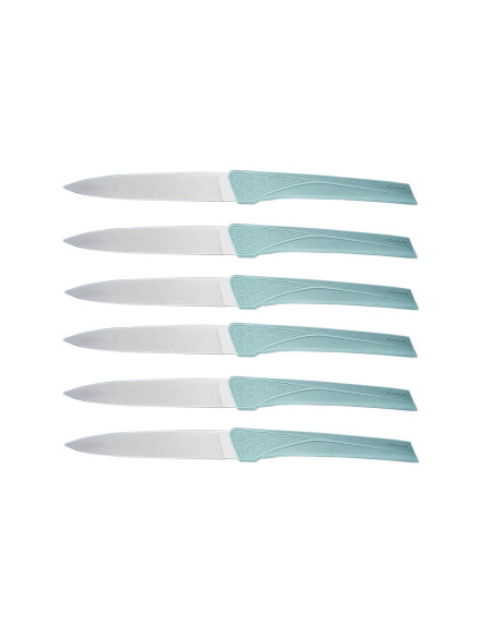 Conjunto de 6 facas de mesa Kiana com 10,4 cm de lâmina e cabo em sálvia