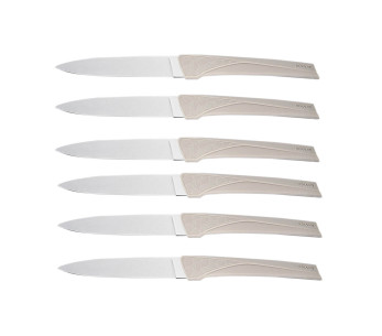 Estuche de 6 cuchillos de mesa Kiana Hoja de acero inoxidable de 10,4 cm con mango de cuerda
