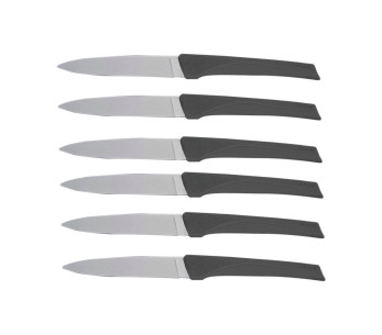 Set van 6 Kiana tafelmessen 10,4cm roestvrijstalen lemmet antracietgrijs handvat