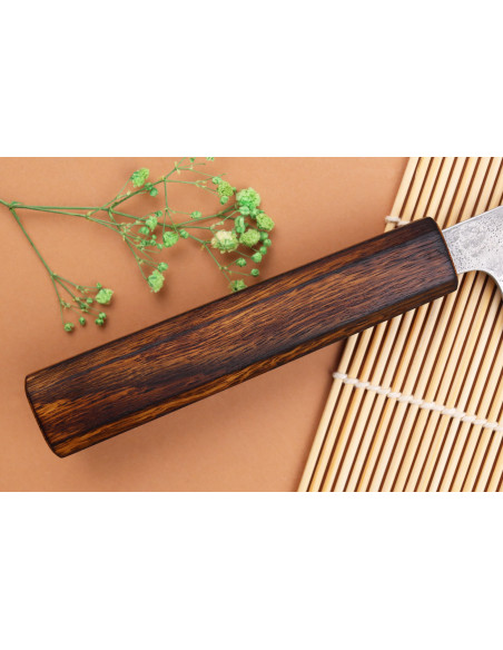 Faca de chef japonesa tradicional Yuzo Damascus Tsuchime de 21 cm