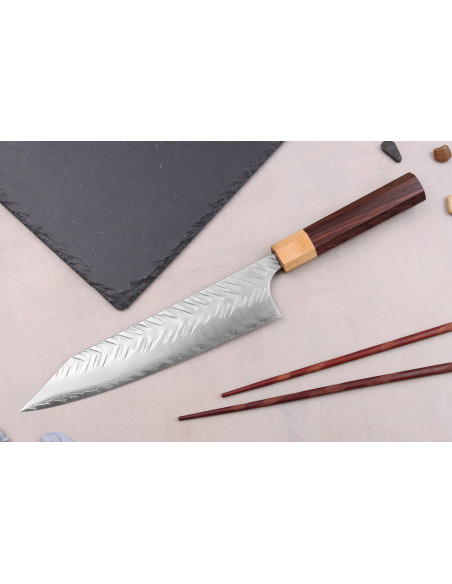 Faca kiritsuke 21cm artesanal japonês Yoshimi Kato SG2 V-Tsuchime