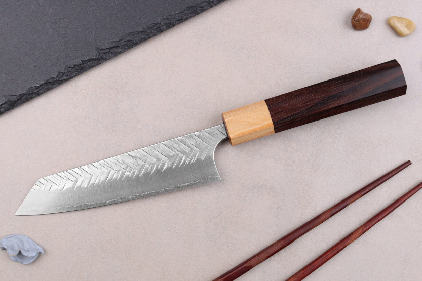 13 cm Yoshimi Kato SG2 V-Tsuchime japansk håndlaget ko-bunka-kniv