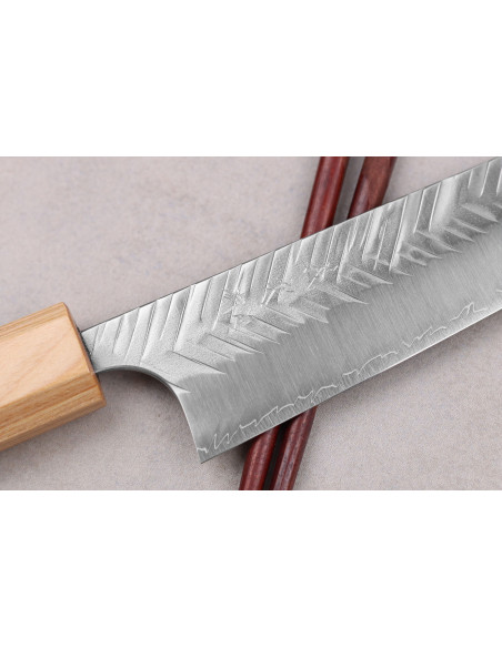 13 cm Yoshimi Kato SG2 V-Tsuchime japansk håndlaget ko-bunka-kniv