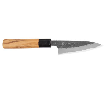 Japanisches Spickmesser 10cm handgefertigt Hinoura Mutsumi Ajikataya Black Nashiji