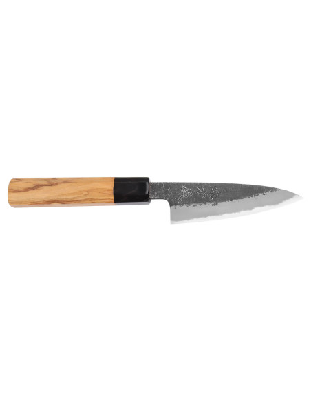 Cuchillo de pelar tradicional japonés Hinoura Mutsumi Ajikataya Negro Nashiji de 10cm