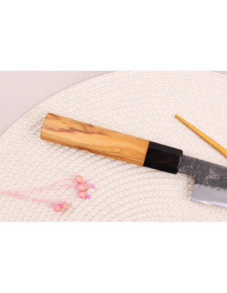Cuchillo de pelar tradicional japonés Hinoura Mutsumi Ajikataya Negro Nashiji de 10cm
