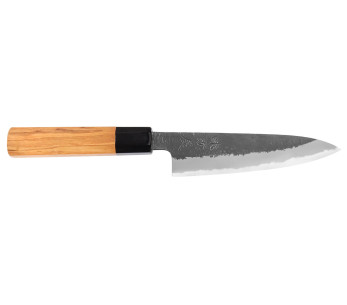 Couteau universel 13,5cm Japonais artisanal Hinoura Mutsumi Ajikataya Musta Nashiji