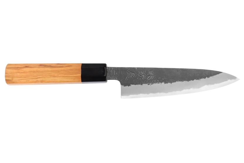 Couteau universel 13,5cm Japonais artisanal Hinoura Mutsumi Ajikataya Black Nashiji