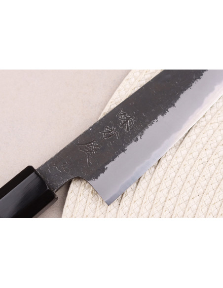 Couteau universel 13,5cm Japonais artisanal Hinoura Mutsumi Ajikataya Black Nashiji