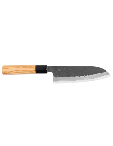 faca santoku 16,5cm japonesa artesanal Hinoura Mutsumi Ajikataya Preto Nashiji