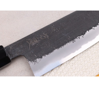 santokukniv 16,5cm japonais artisanal Hinoura Mutsumi Ajikataya Black Nashiji 2