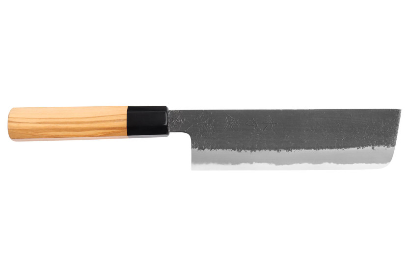 nakiri mes 16,5cm japonais artisanaal Hinoura Mutsumi Ajikataya Zwart Nashiji