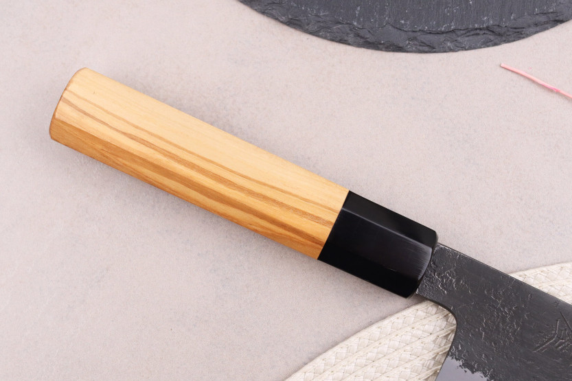 nakiri veitsi 16,5cm japonais artisanal Hinoura Mutsumi Ajikataya Musta Nashiji