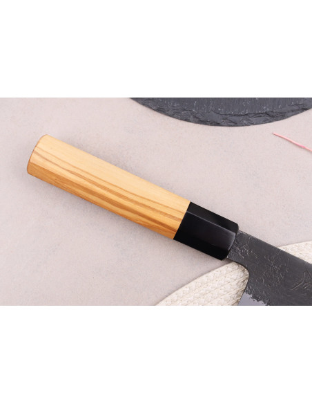 faca nakiri 16,5cm japonesa artesanal Hinoura Mutsumi Ajikataya Preto Nashiji
