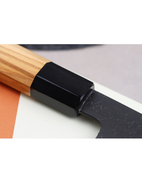 faca nakiri 16,5cm japonesa artesanal Hinoura Mutsumi Ajikataya Preto Nashiji