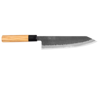 Faca de cozinha japonesa artesanal kiritsuke 21cm Hinoura Mutsumi Ajikataya Preto Nashiji