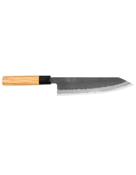 Faca de cozinha japonesa artesanal kiritsuke 21cm Hinoura Mutsumi Ajikataya Preto Nashiji