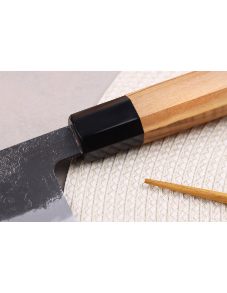 21 cm Hinoura Mutsumi Ajikataya Nero Nashiji Coltello da chef giapponese artigianale kiritsuke