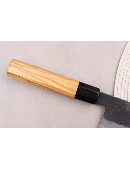 21 cm Hinoura Mutsumi Ajikataya Nero Nashiji Coltello da chef giapponese artigianale kiritsuke