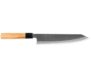 Kokki ' s veitsi kiritsuke 24cm japanilainen käsintehty Hinoura Mutsumi Ajikataya Musta Nashiji