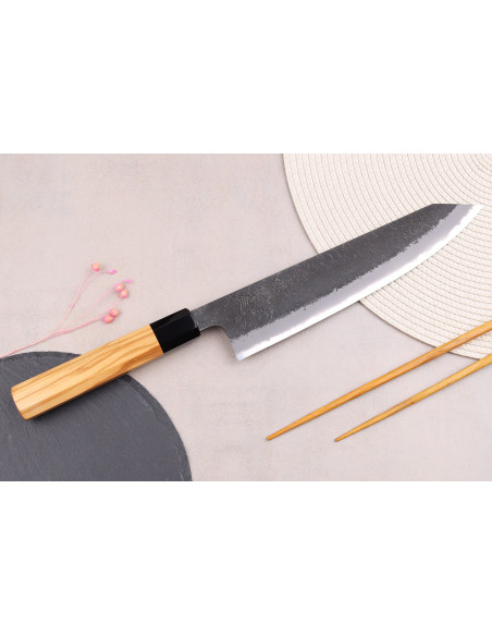 Kokki ' s veitsi kiritsuke 24cm japanilainen käsintehty Hinoura Mutsumi Ajikataya Musta Nashiji