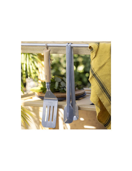 Set of 3 barbecue Utensils Opinel meat spatula + knife + tongs